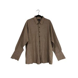 Proper Cloth Shirt Beige Button-Up With Long Sleeves Mens